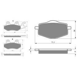 2 Kit plaquettes frein Yamaha TZM 50  Avant et Arrière 009-018 - EBC FA165 et FA101 - Raven 103-127
