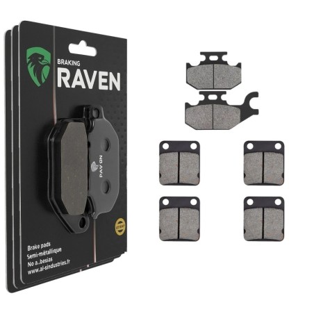 3 Kit plaquettes frein Yamaha YFM Kodiak 400  Av G, Av D et Ar 182-144X2 - EBC FA307 et FA54 - Raven 104-200