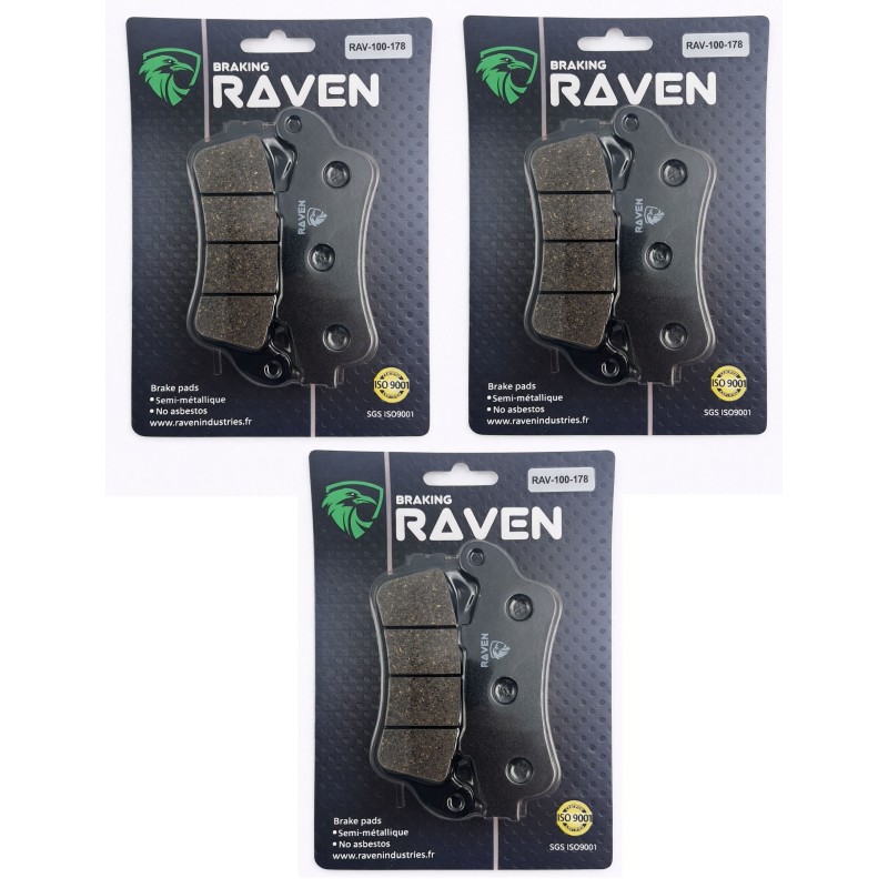 3 Kit plaquettes frein Honda XLV 1000 Varadero Non ABS Av G, Av D et Ar 06455-MCT-6910 - EBC FA261 - Raven 102-178