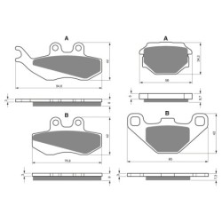 2 Kit plaquettes frein Aprilia ETX 125  Avant et Arrière 122-094 - EBC FA194 et FA173 - Raven 103-194