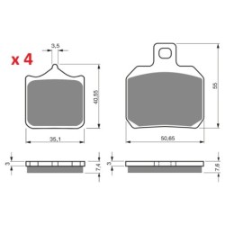2 Kit plaquettes frein Gilera Supersport 600  Avant et Arrière 177-152 - EBC FA322/4HH et FA266 - Raven 103-229