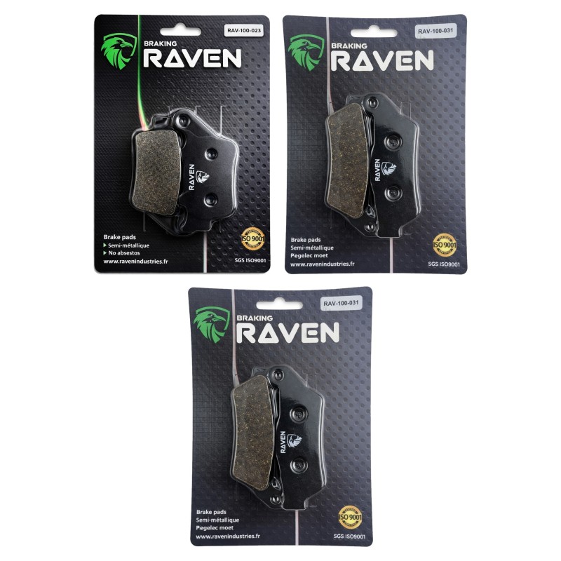 3 Kit plaquettes frein Yamaha XTZ 700 Tenere  Av G, Av D et Ar 023-031X2 -  - Raven 104-011