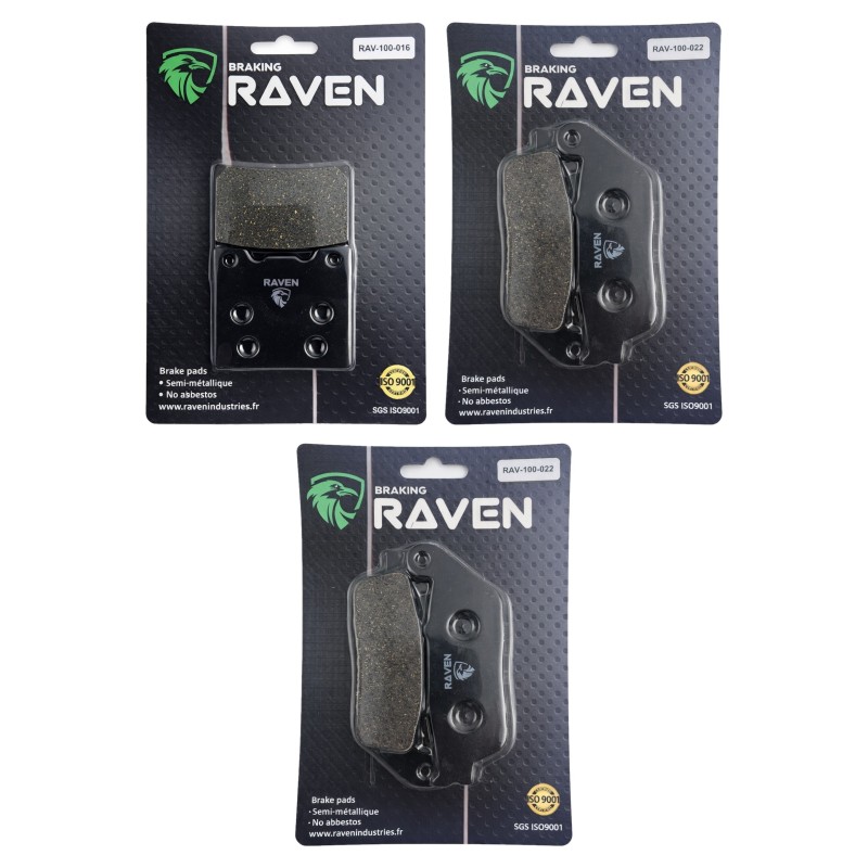 3 Kit plaquettes frein Suzuki RF 600  Av G, Av D et Ar 016-022X2 - EBC FA63 et FA142 - Raven 104-145
