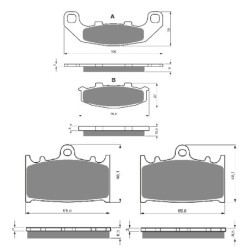 2 Kit plaquettes frein Kawasaki KR-1S 250  Av G, Av D et Ar 044-032X2 -  - Raven 104-046