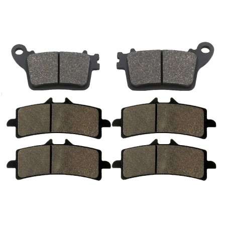 3 Kit plaquettes frein Kawasaki Ninja ZX-10RR 1000  Av G, Av D et Ar 242-258X2 - EBC FA436 et FA447HH - Raven 104-076
