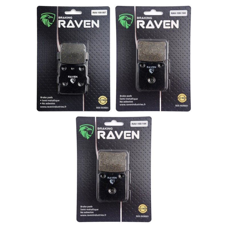 3 Kit plaquettes frein Yamaha Kodiak 350  Av G, Av D et Ar 007-144X2 - EBC FA84 et FA54 - Raven 104-128