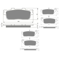 3 Kit plaquettes frein Yamaha Majesty 400  Av G, Av D et Ar 355-014X2 - EBC SFA607 et FA196/226 - Raven 104-137