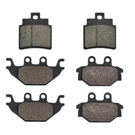 3 Kit plaquettes frein Kymco Mongoose 250 KXR Av G, Av D et Ar 140-230X2 - EBC FA361HH et FA377 - Raven 104-198