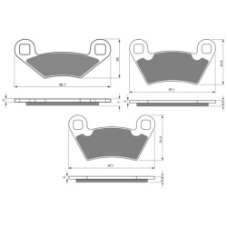 3 Kit plaquettes frein Polaris ACE 570  Av G, Av D et Ar 162-312X2 - EBC FA159 et FA354R - Raven 104-204