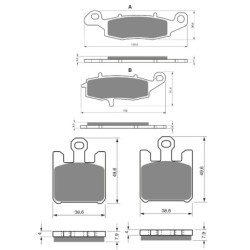 2 Kit plaquettes frein Kawasaki Vulcan 1600 Mean Streak  Av G, Av D et Ar 124-200X2 -  - Raven 104-062