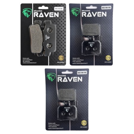 3 Kit plaquettes frein Adiva AD2 300 2 roue Av G, Av D et Ar 286-152X2 - EBC FA427 et FA266 - Raven 104-203