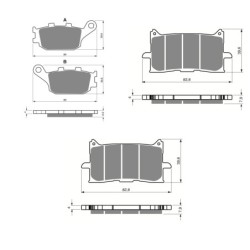 3 Kit plaquettes frein Honda Africa Twin 1100  Av Ga, Dr et Ar 021-379X2 -  - Raven 104-264