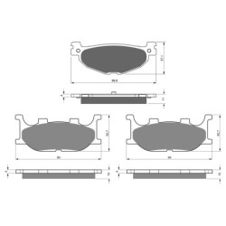 3 Kit plaquettes frein Yamaha Majesty 400  Av Ga, Dr et Ar 268-099X2 -  - Raven 104-274