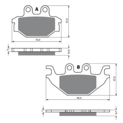 3 Kit plaquettes frein Av G, Av D et Ar Pour Can-am DS 250  de 2006 à 2014