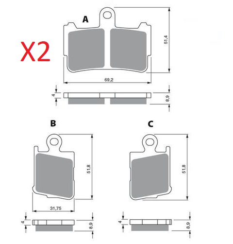 2 Kit plaquettes frein Raven RAV-101-298 Honda VFR 1200 F Av Ga et Drtitle=Forme et couleur