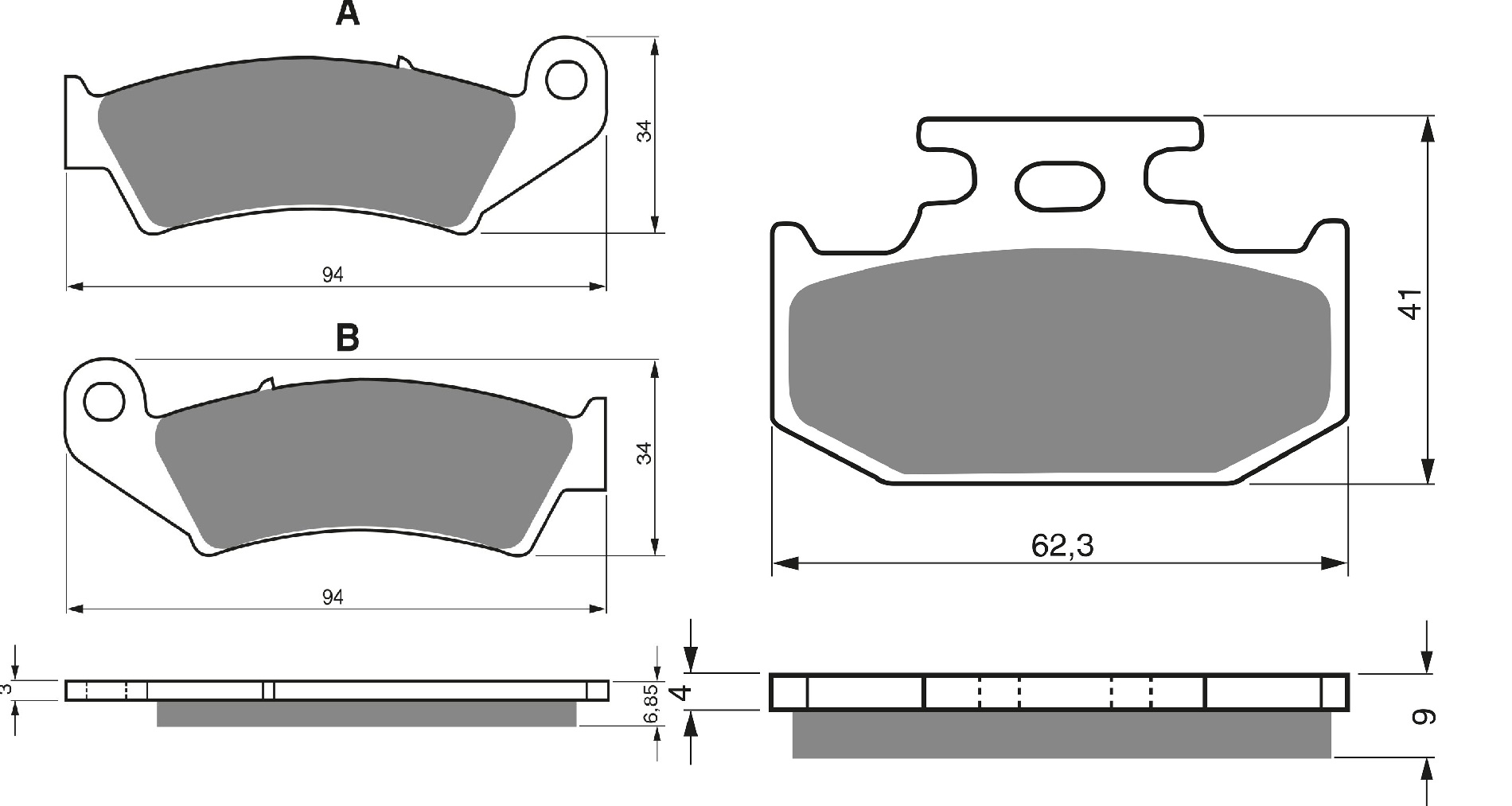 2 Kit plaquettes frein Raven RAV-103-024 Cannondale MX 400 Avant et Arrièretitle=Forme et couleur