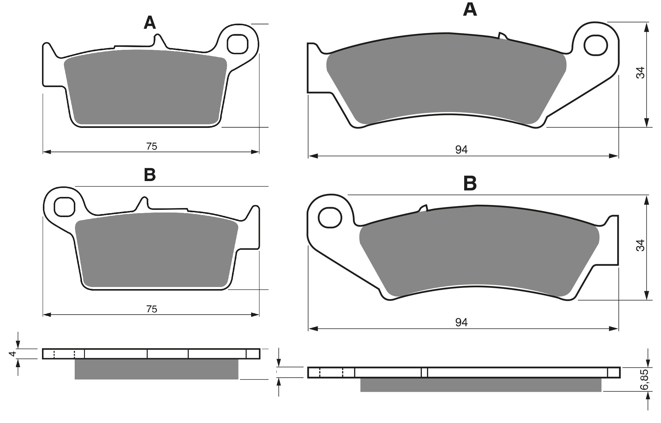 2 Kit plaquettes frein Raven RAV-103-027 Gas-Gas MC 250 Avant et Arrièretitle=Forme et couleur