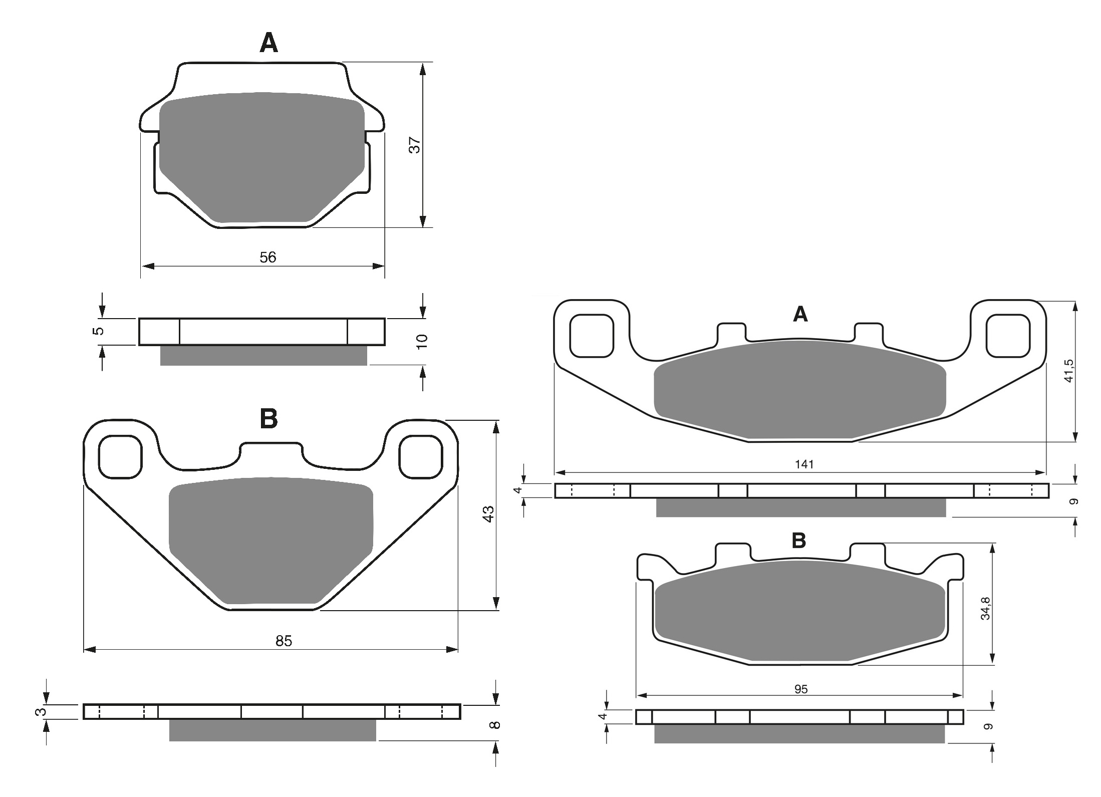 2 Kit plaquettes frein Raven RAV-103-029 Kawasaki KLR 500 Tengai Avant et Arrièretitle=Forme et couleur