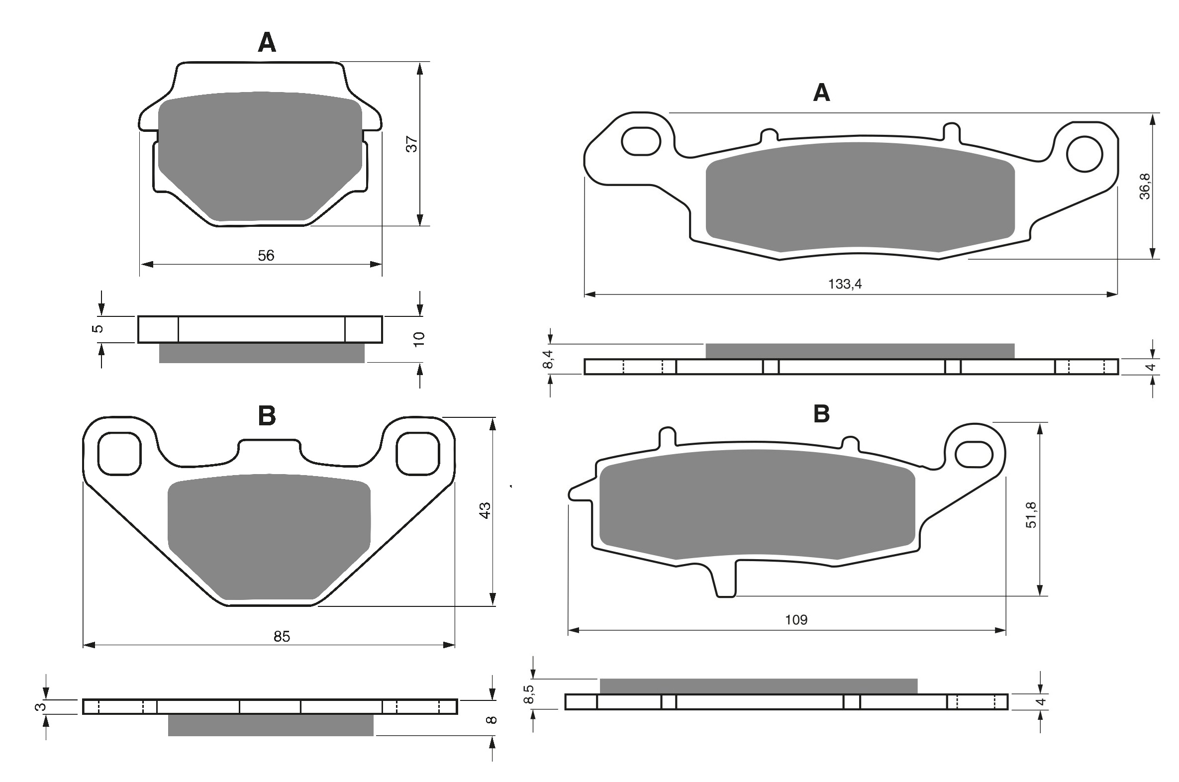 2 Kit plaquettes frein Raven RAV-103-035 Kawasaki ZR 250 Balius Avant et Arrièretitle=Forme et couleur