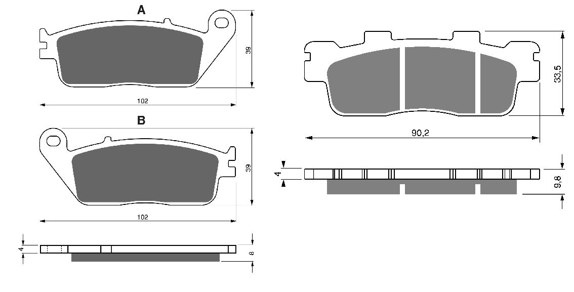 2 Kit plaquettes frein Raven RAV-103-050 Kymco Downtown 300 Avant et Arrièretitle=Forme et couleur