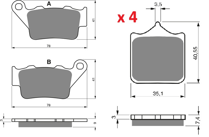 2 Kit plaquettes frein Raven RAV-103-059 Husqvarna STR 650 Avant et Arrièretitle=Forme et couleur