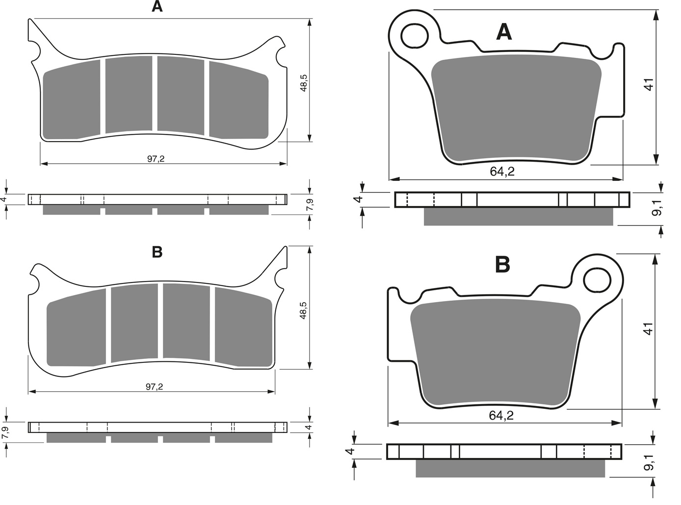 2 Kit plaquettes frein Raven RAV-103-066 Ktm SMR 450 Avant et Arrièretitle=Forme et couleur