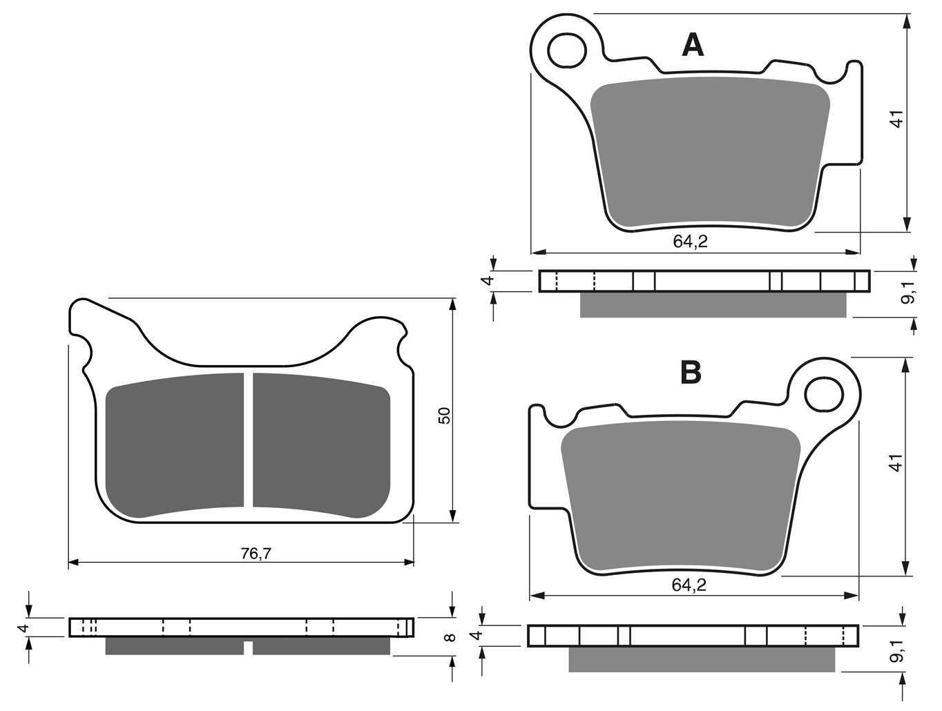 2 Kit plaquettes frein Raven RAV-103-067 Ktm SMR 450 Avant et Arrièretitle=Forme et couleur