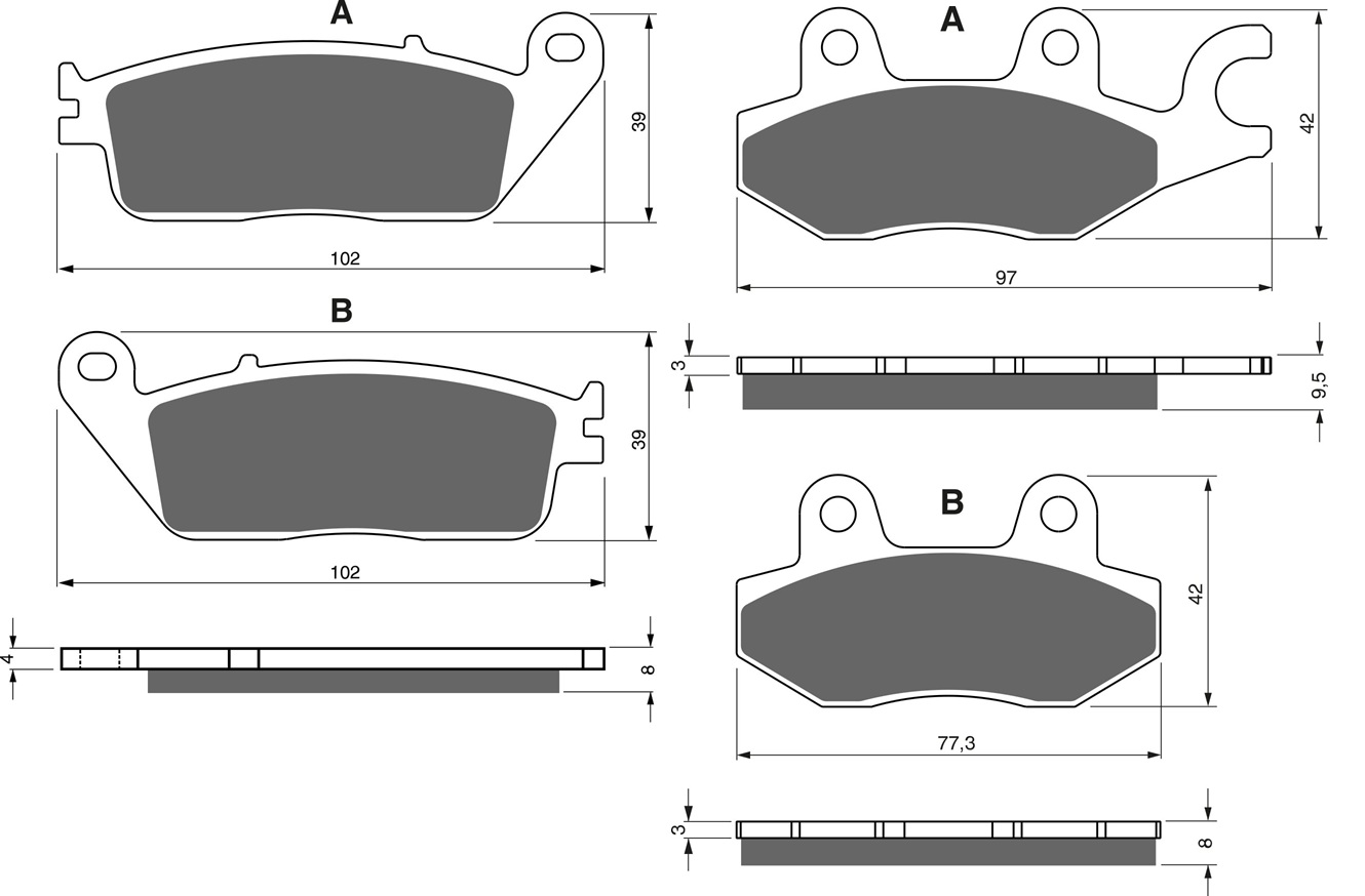 2 Kit plaquettes frein Raven RAV-103-073 Cagiva Navigator 1000 Avant et Arrièretitle=Forme et couleur