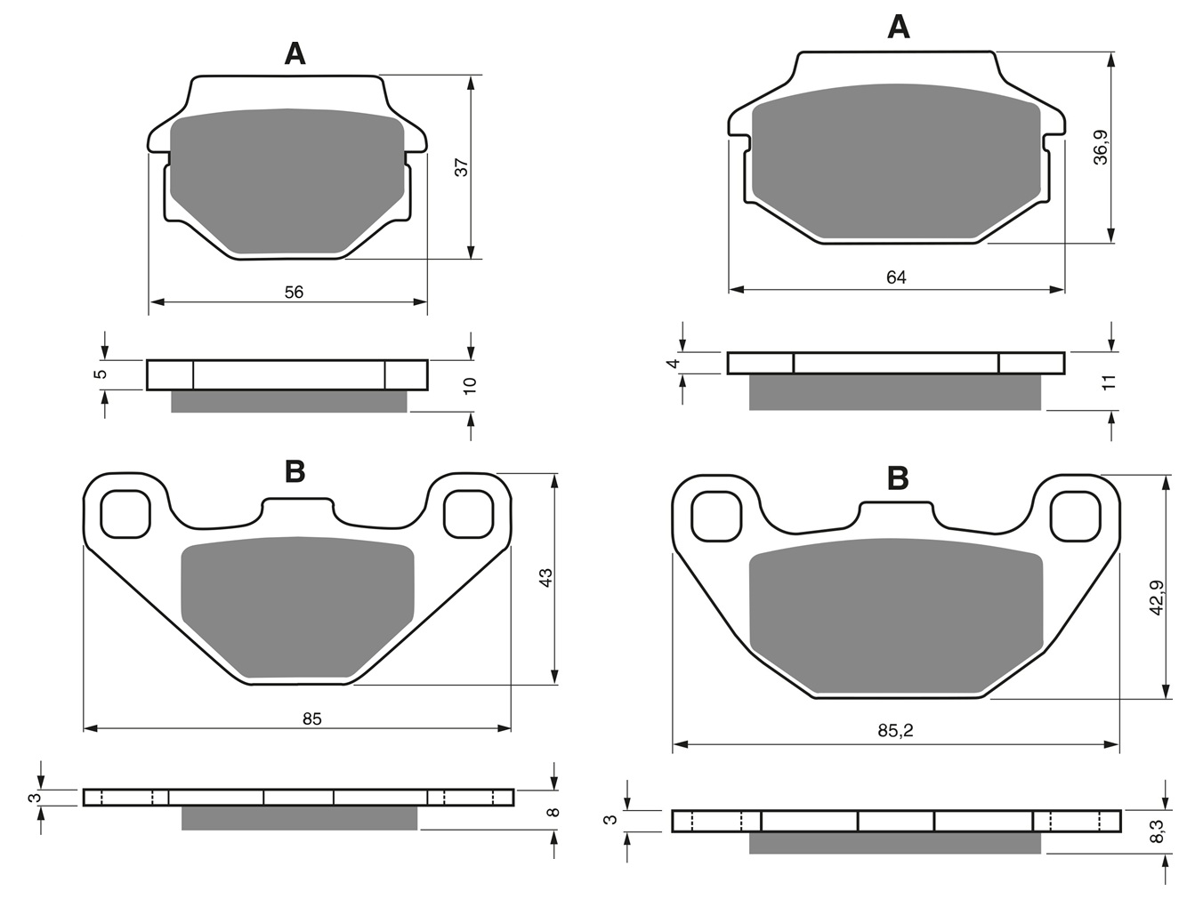 2 Kit plaquettes frein Raven RAV-103-094 Kymco Agility 125 Avant et Arrièretitle=Forme et couleur