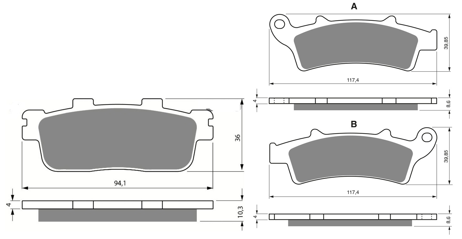 2 Kit plaquettes frein Raven RAV-103-104 Kymco New Downtown 125 Avant et Arrièretitle=Forme et couleur