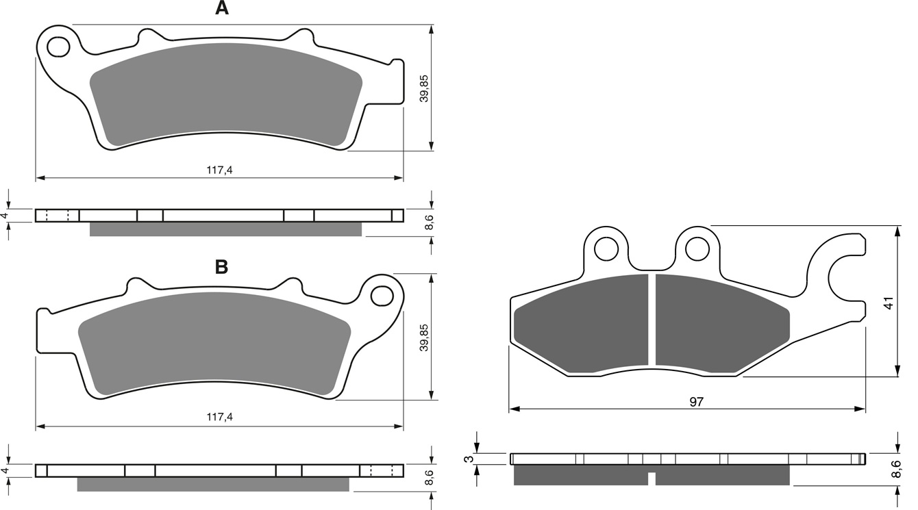 2 Kit plaquettes frein Raven RAV-103-118 Piaggio Beverly 350 Avant et Arrièretitle=Forme et couleur