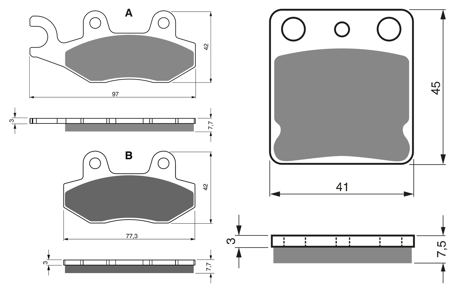2 Kit plaquettes frein Raven RAV-103-122 Kawasaki D-Tracker 150 Avant et Arrièretitle=Forme et couleur