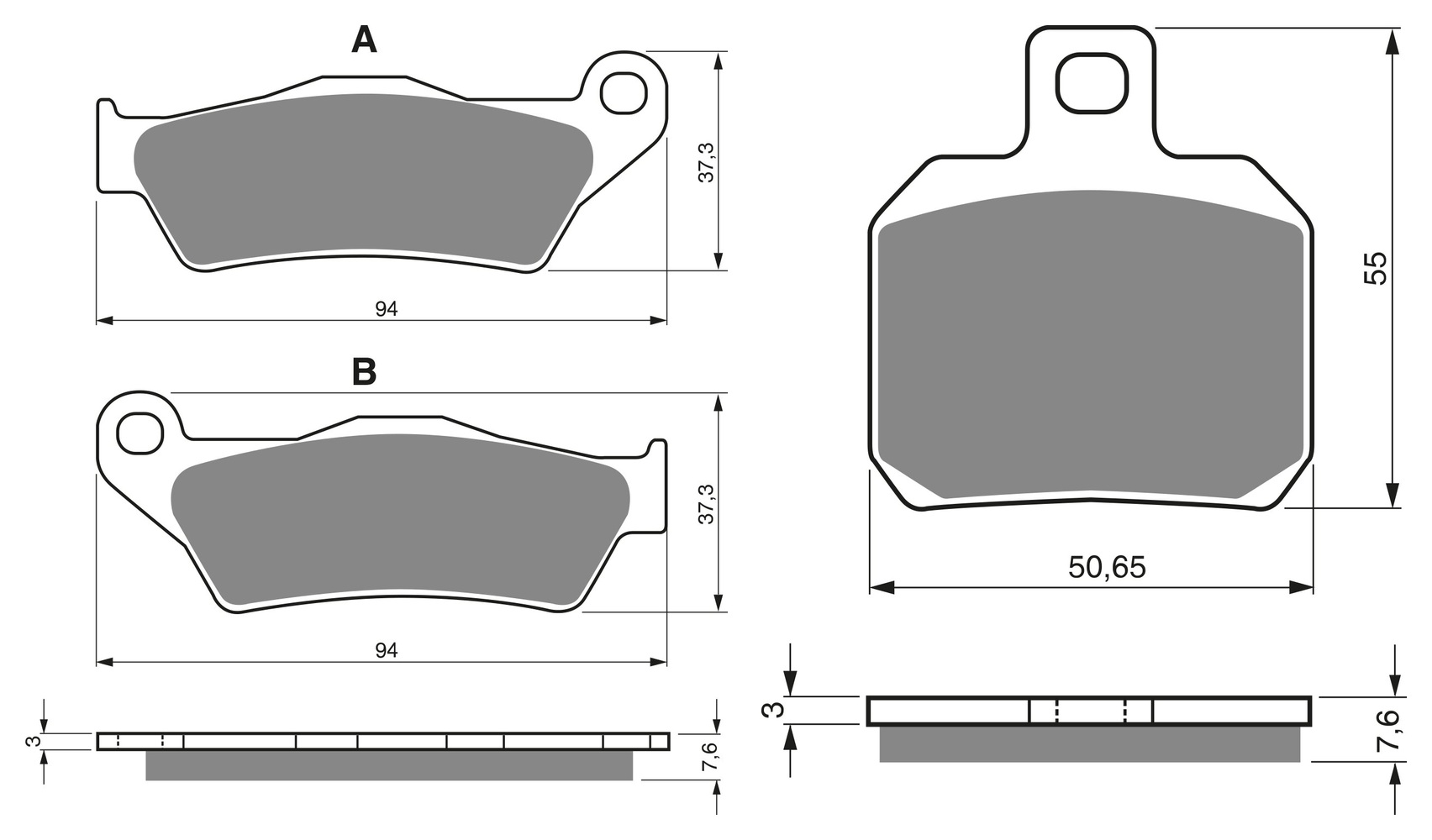 2 Kit plaquettes frein Raven RAV-103-164 Suzuki Burgman 125 UH Avant et Arrièretitle=Forme et couleur