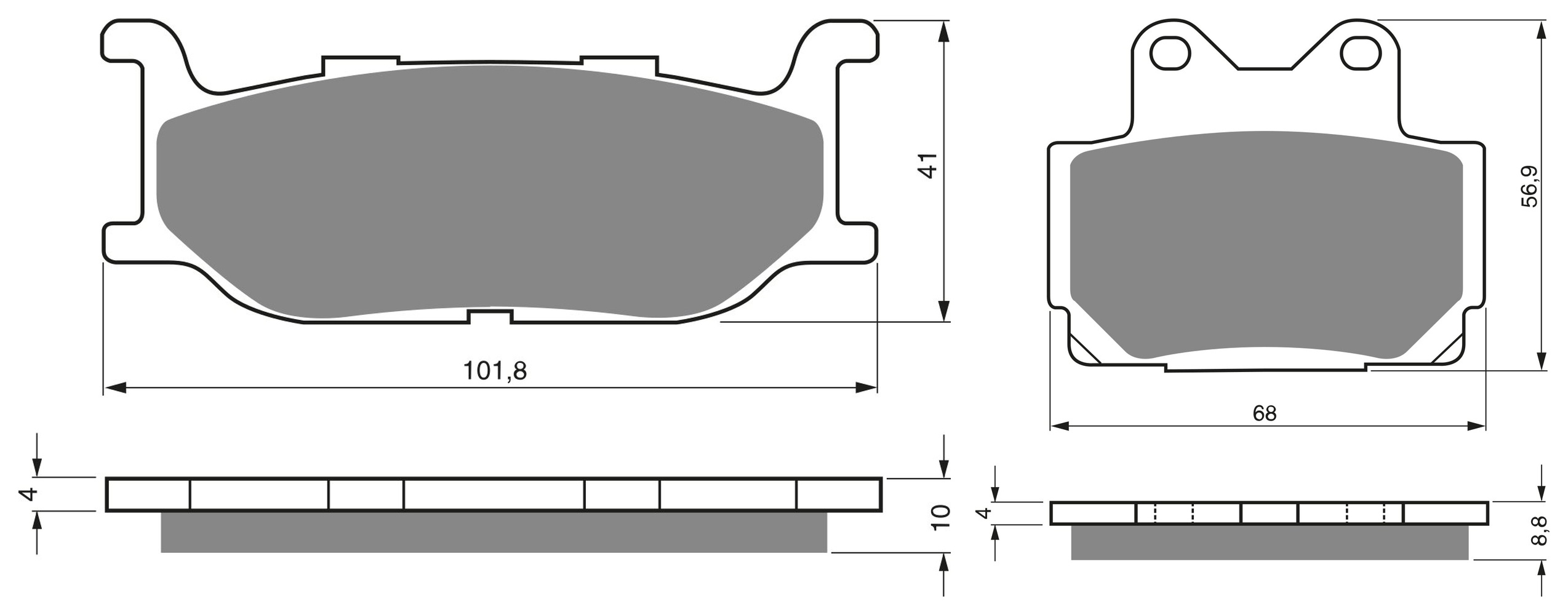 2 Kit plaquettes frein Raven RAV-103-179 Yamaha FZX 250 Zeal Avant et Arrièretitle=Forme et couleur