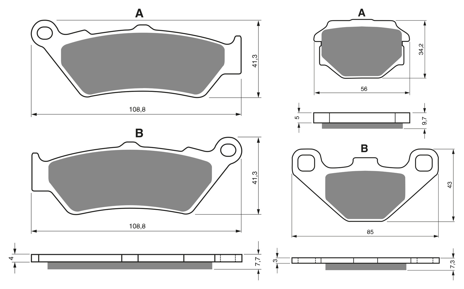 2 Kit plaquettes frein Raven RAV-103-191 Aprilia Moto 6.5 Avant et Arrièretitle=Forme et couleur