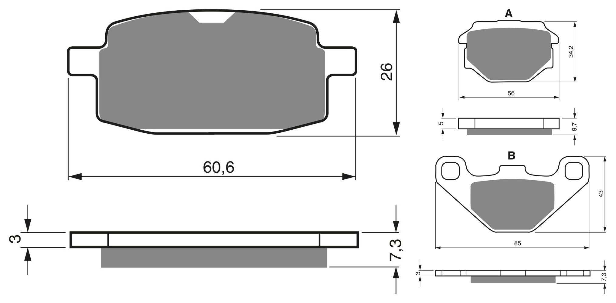 2 Kit plaquettes frein Raven RAV-103-192 Fantic Big Wheel 50 Avant et Arrièretitle=Forme et couleur