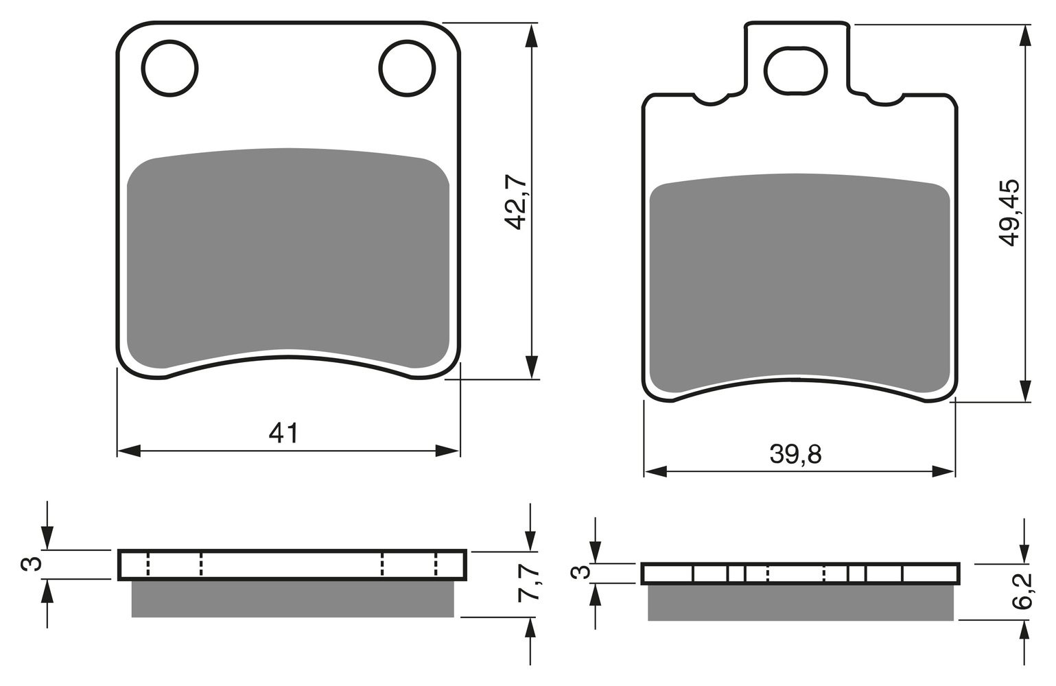 2 Kit plaquettes frein Raven RAV-103-199 Garelli Panther 125 Avant et Arrièretitle=Forme et couleur