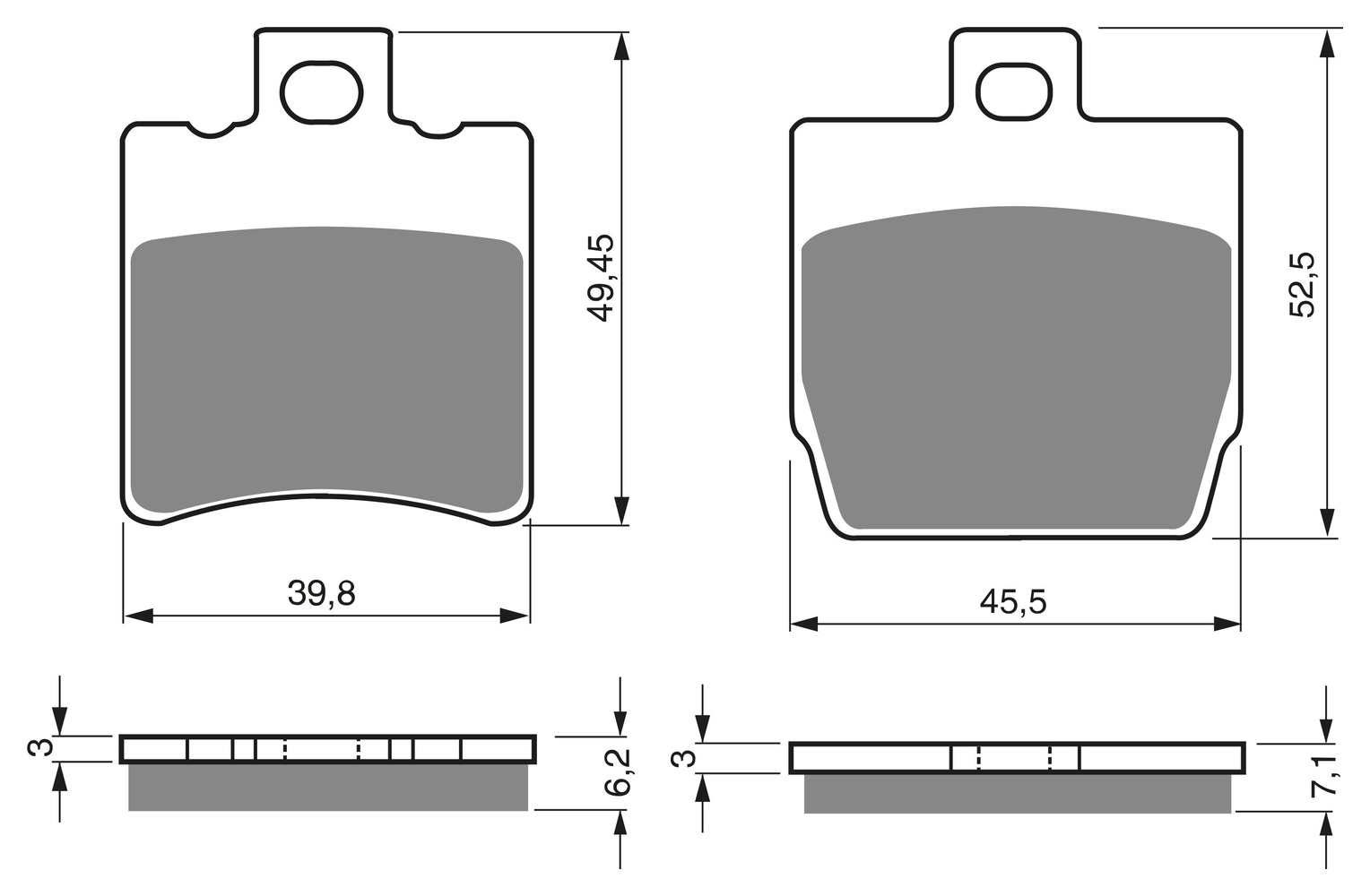 2 Kit plaquettes frein Raven RAV-103-203 Yamaha Aerox 50 Avant et Arrièretitle=Forme et couleur