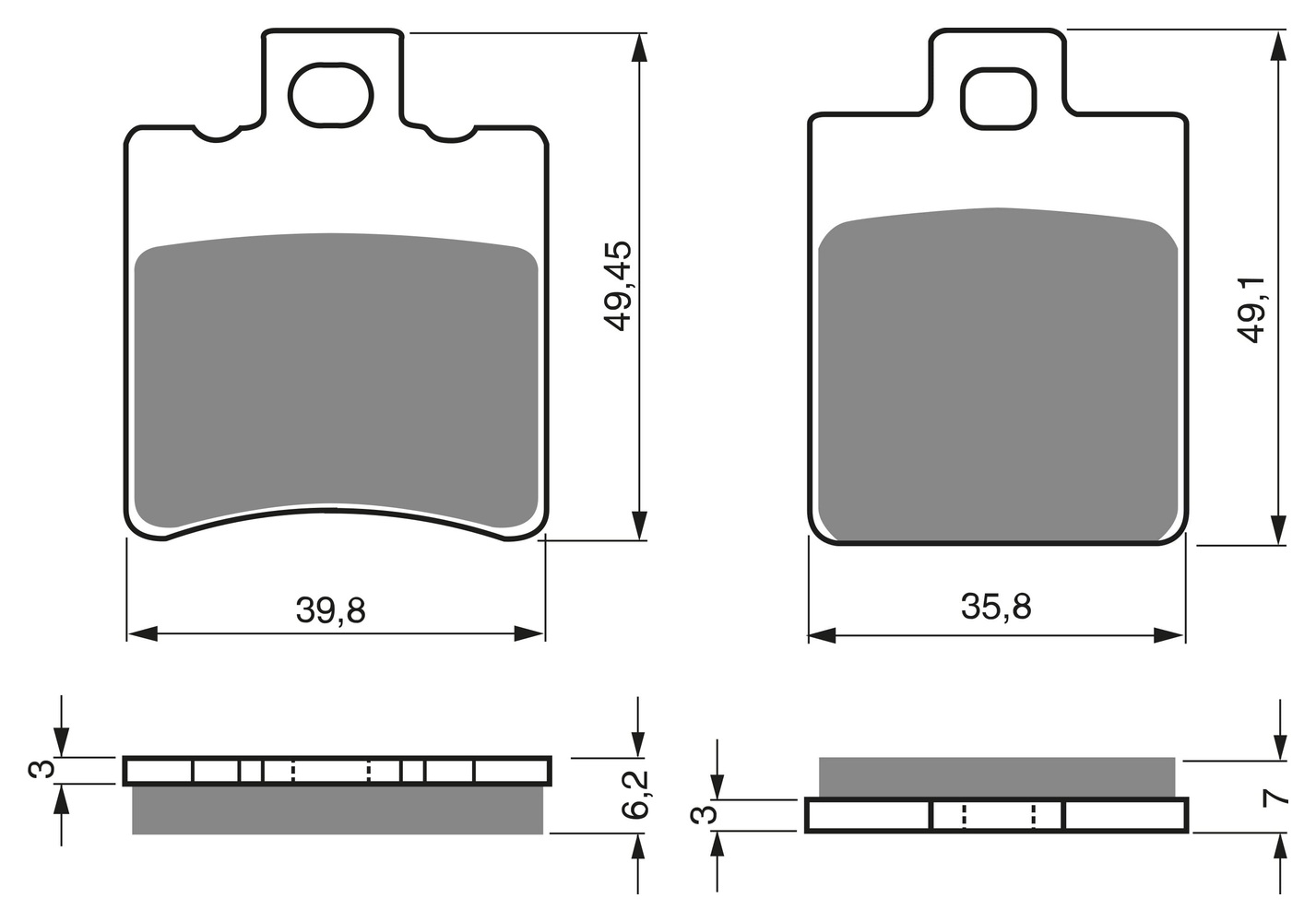 2 Kit plaquettes frein Raven RAV-103-205 Gilera SKP 50 Avant et Arrièretitle=Forme et couleur