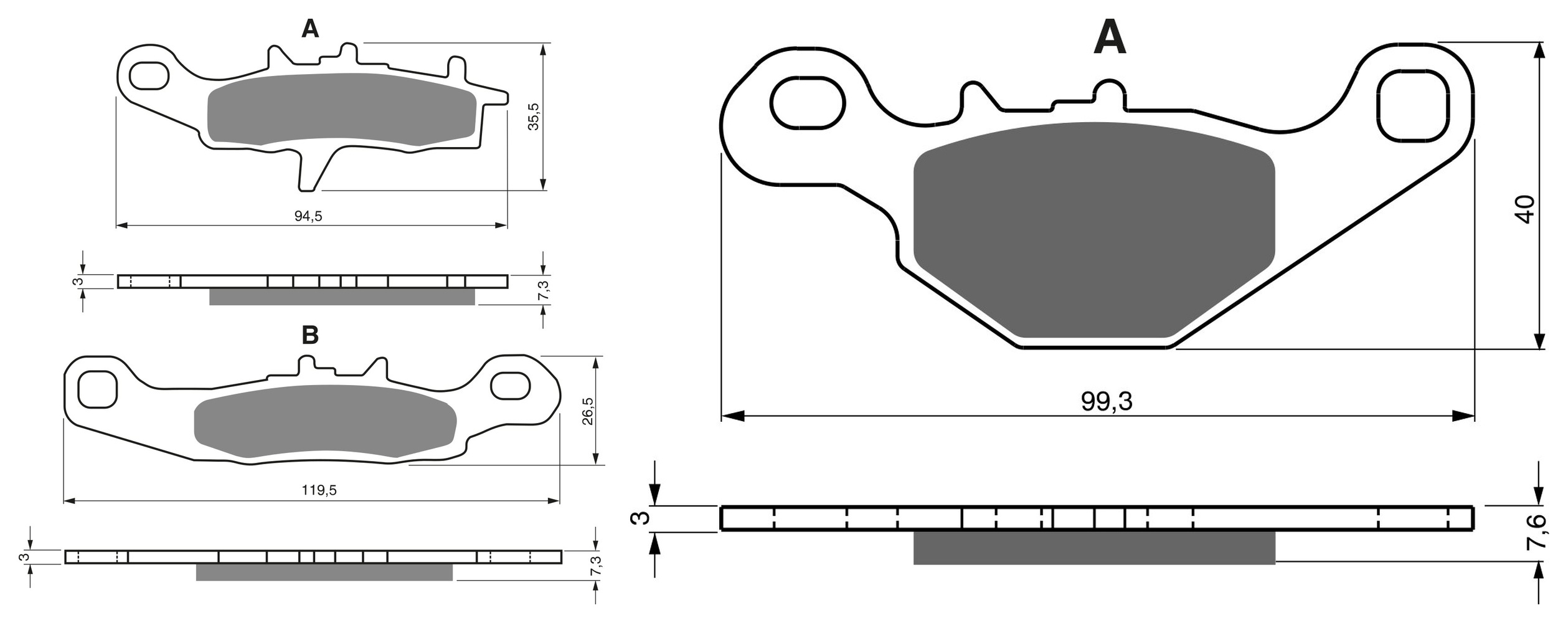 2 Kit plaquettes frein Raven RAV-103-212 Suzuki RM 85 Avant et Arrièretitle=Forme et couleur