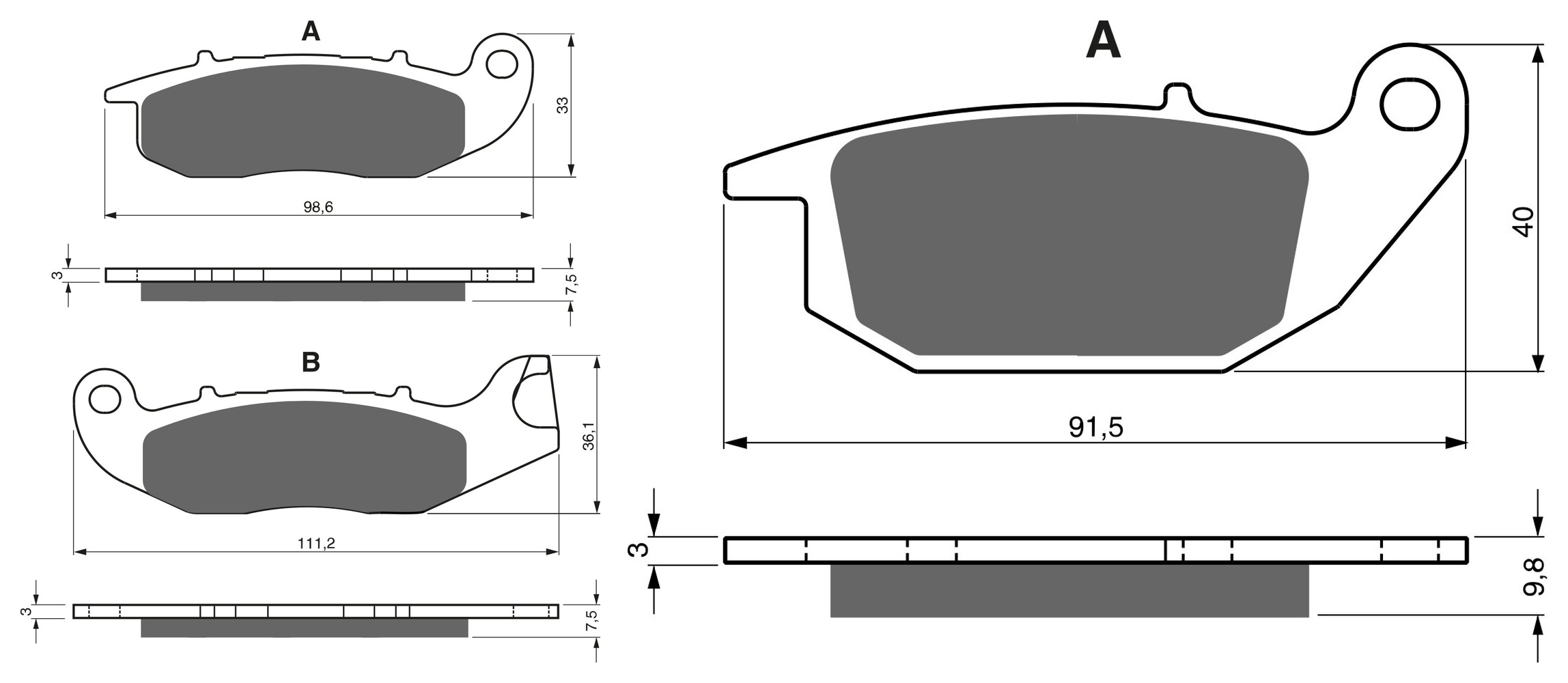 2 Kit plaquettes frein Raven RAV-103-233 Honda Z 125 Monkey Avant et Arrièretitle=Forme et couleur