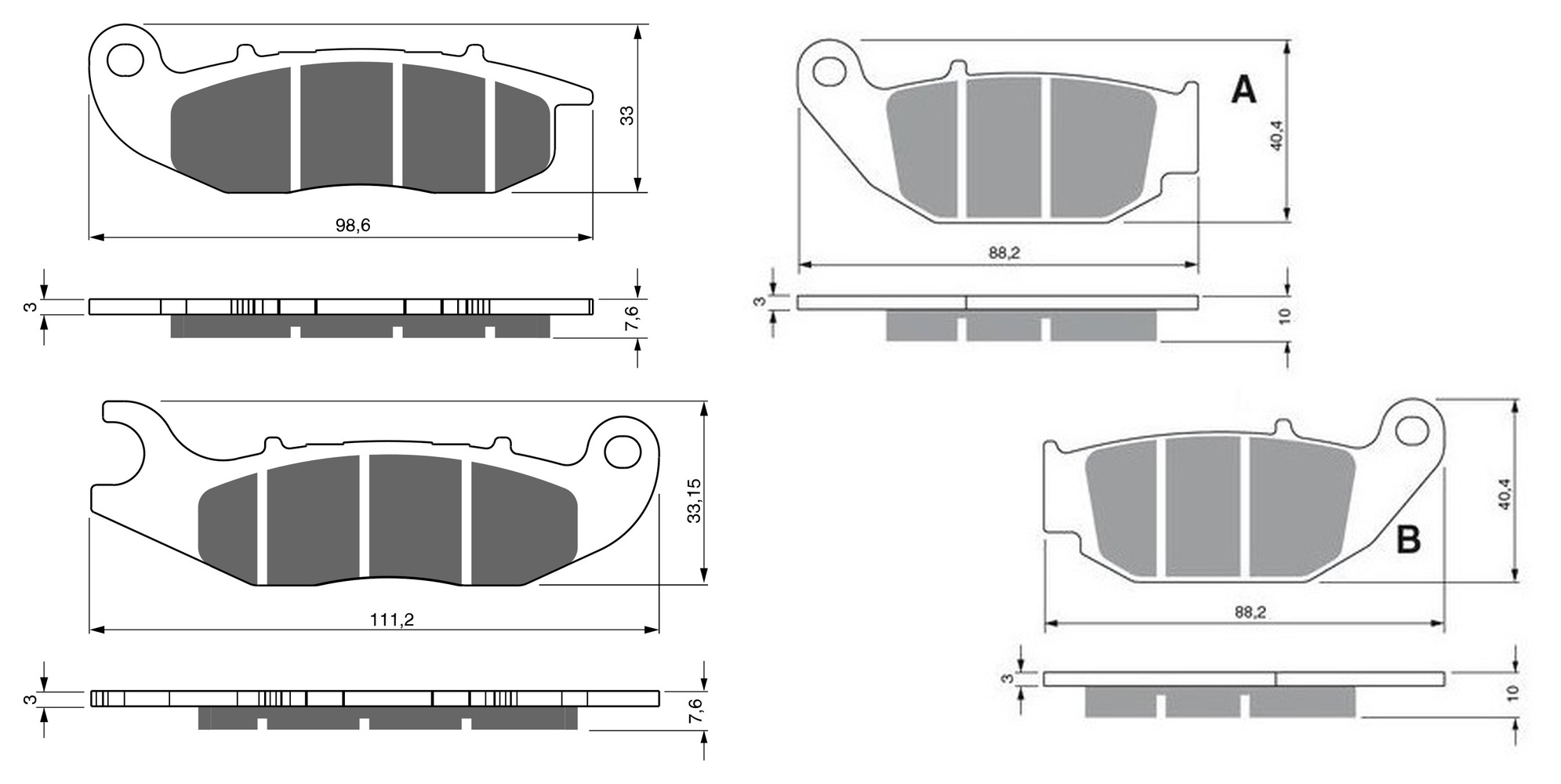 2 Kit plaquettes frein Raven RAV-103-246 Honda CRF 250 L Avant et Arrièretitle=Forme et couleur