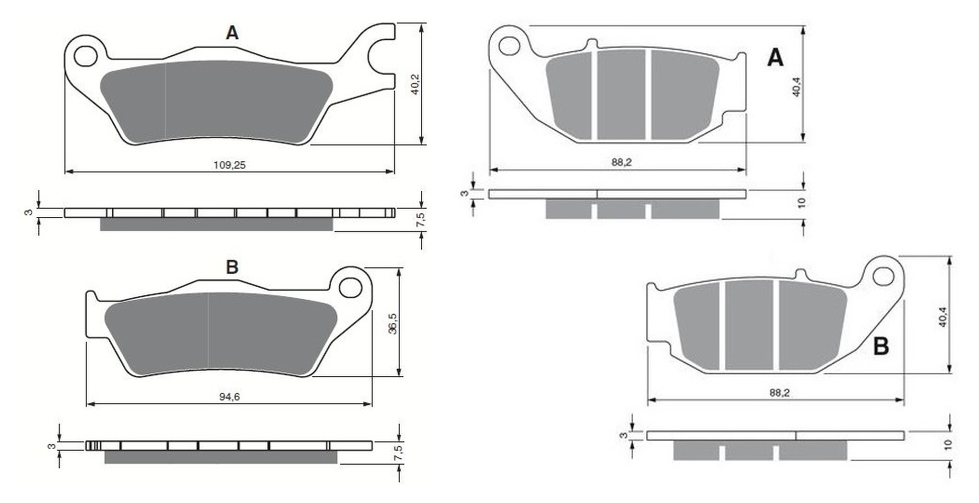 2 Kit plaquettes frein Raven RAV-103-249 Suzuki GSX-S 125 Avant et Arrièretitle=Forme et couleur