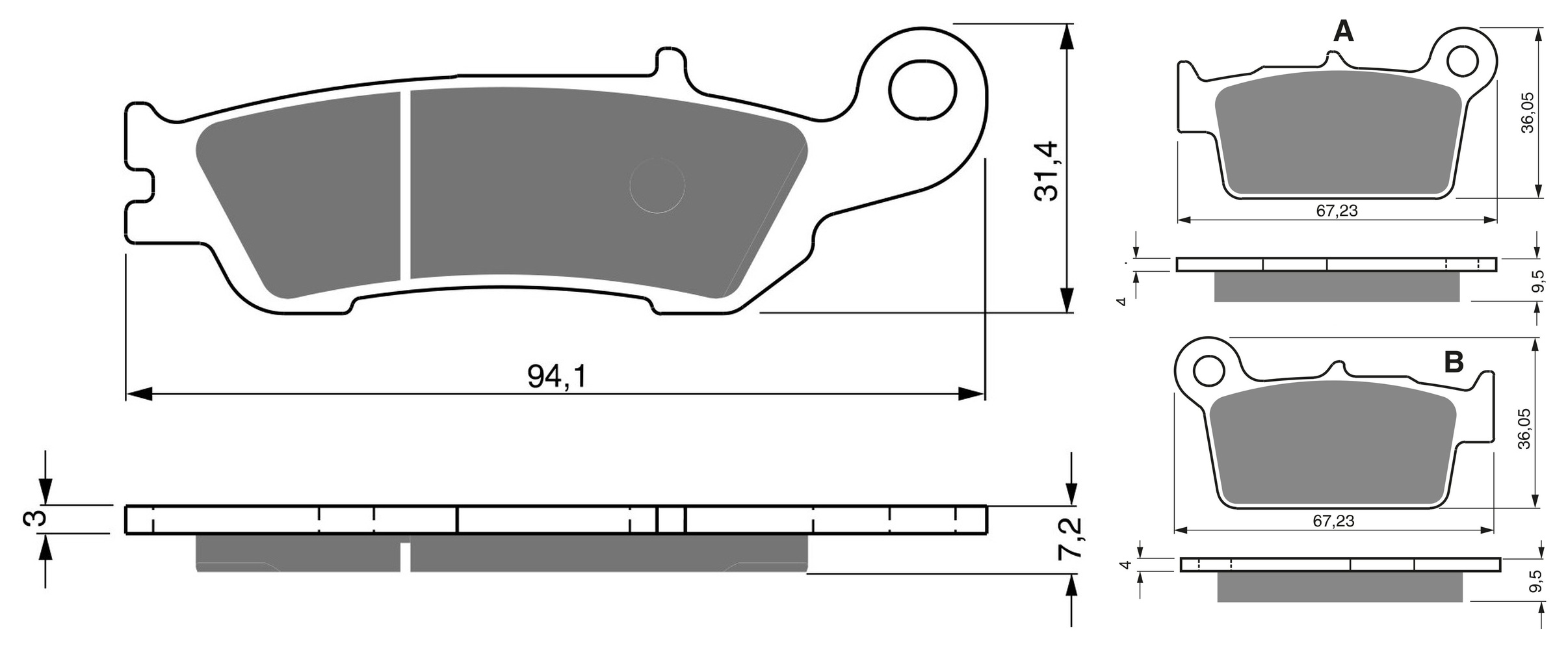 2 Kit plaquettes frein Raven RAV-103-266 Yamaha YZF 250 Avant et Arrièretitle=Forme et couleur