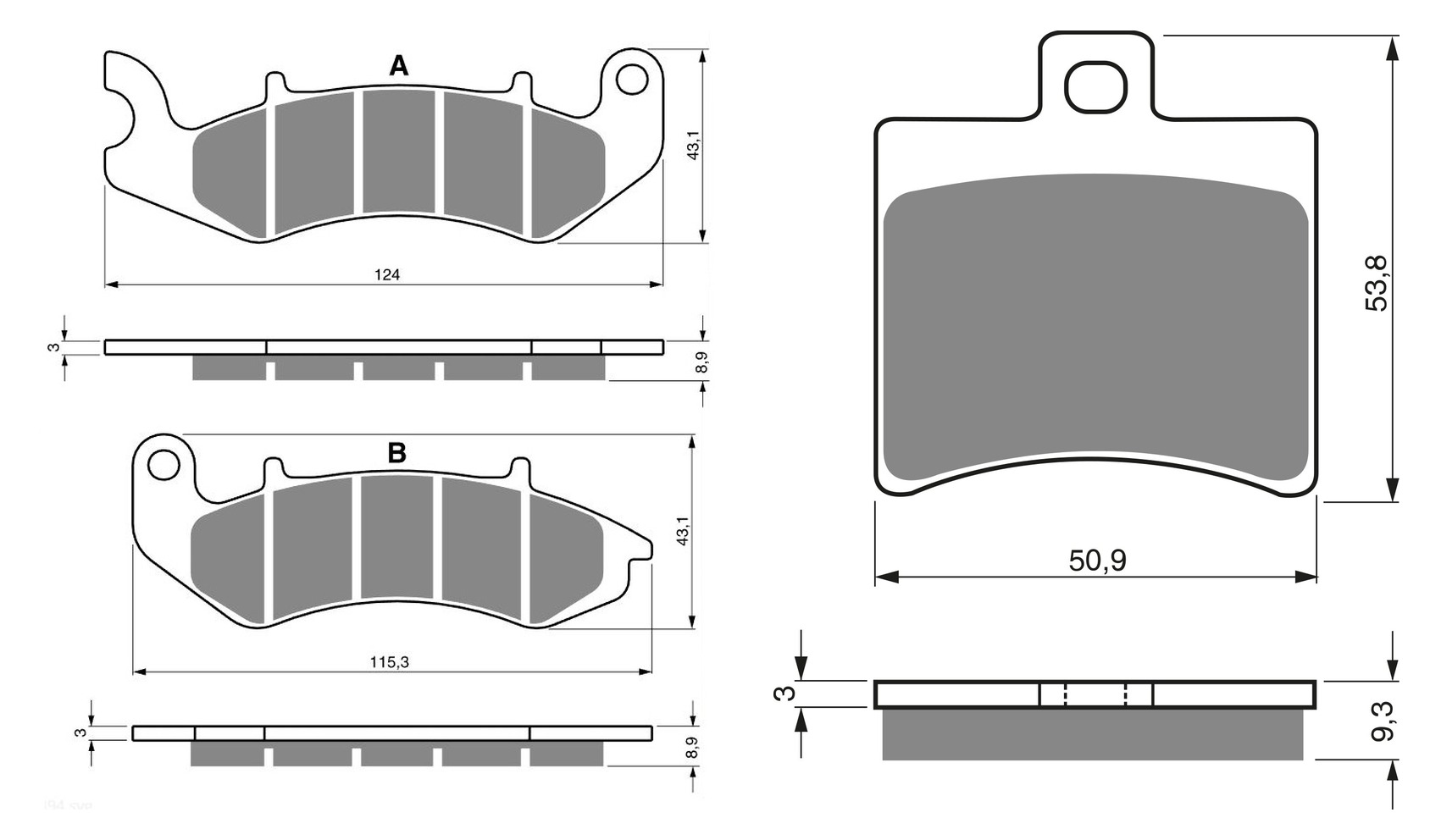 2 Kit plaquettes frein Raven RAV-103-287 Keeway TX 125 Av et Artitle=Forme et couleur