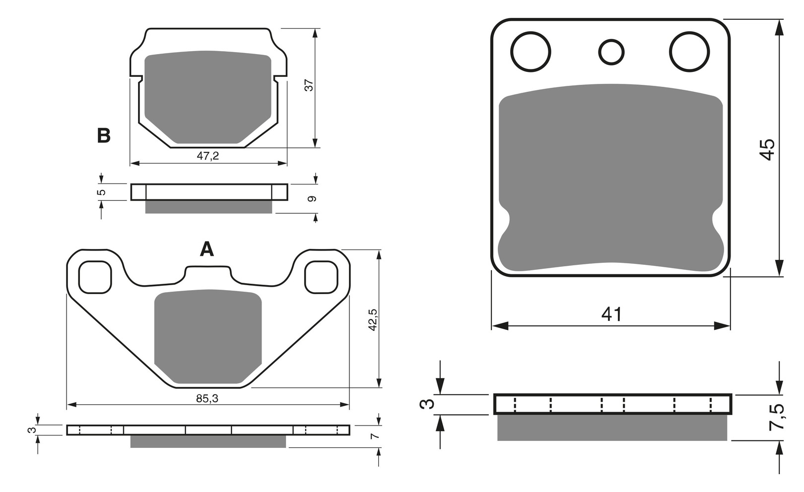 2 Kit plaquettes frein Raven RAV-103-288 Keeway Dragon 250 Av et Artitle=Forme et couleur