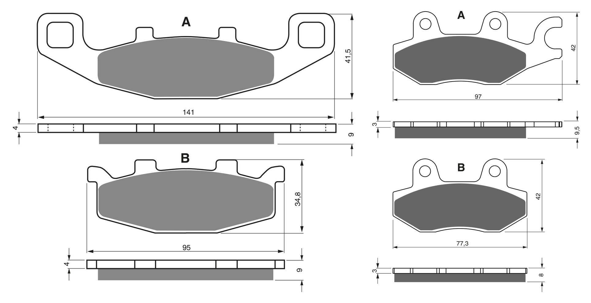 2 Kit plaquettes frein Raven RAV-103-289 Suzuki DR 800 Big Av et Artitle=Forme et couleur