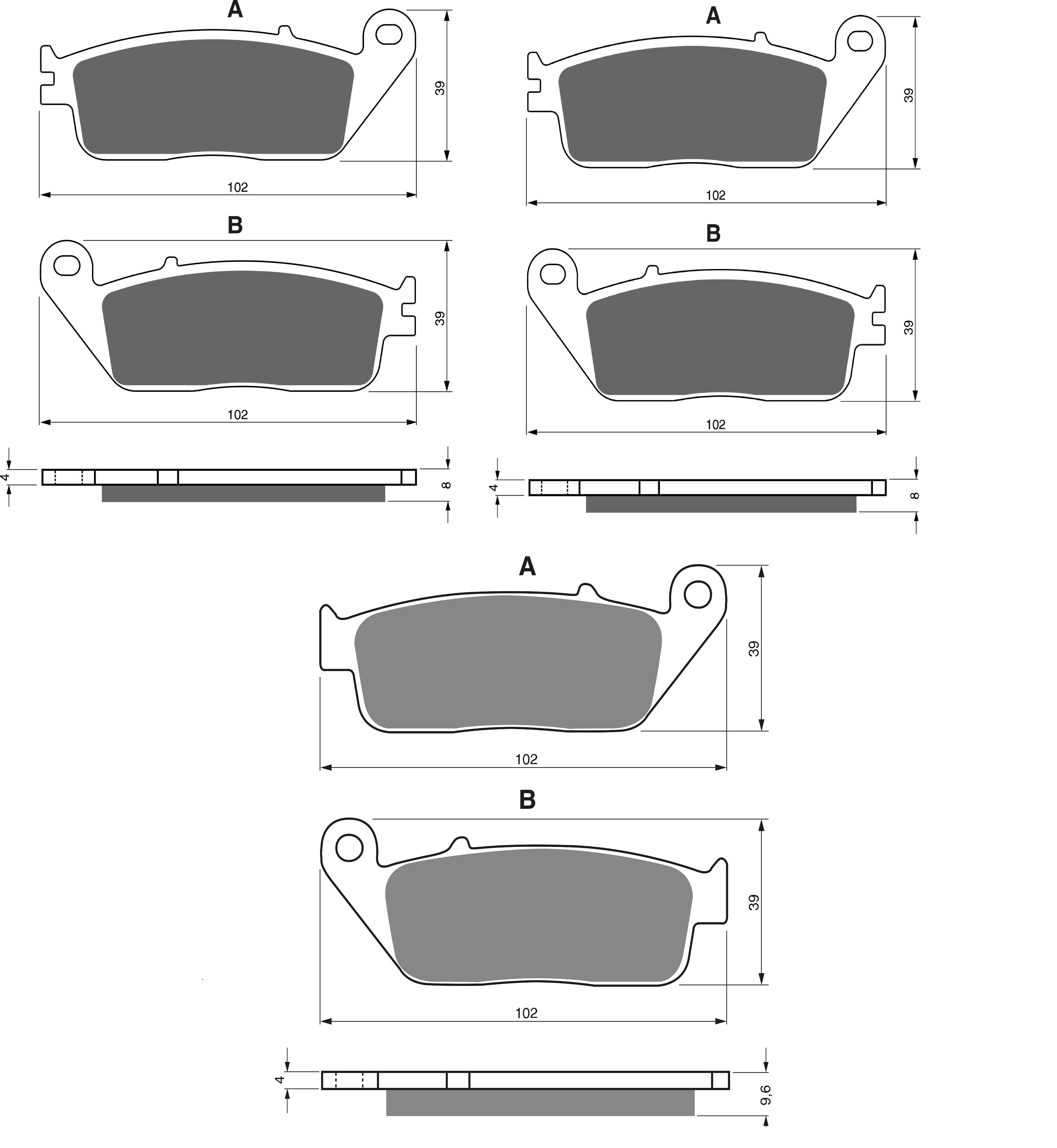 3 Kit plaquettes frein Raven RAV-104-008 Bmw C 600 Sport Av G, Av D et Artitle=Forme et couleur