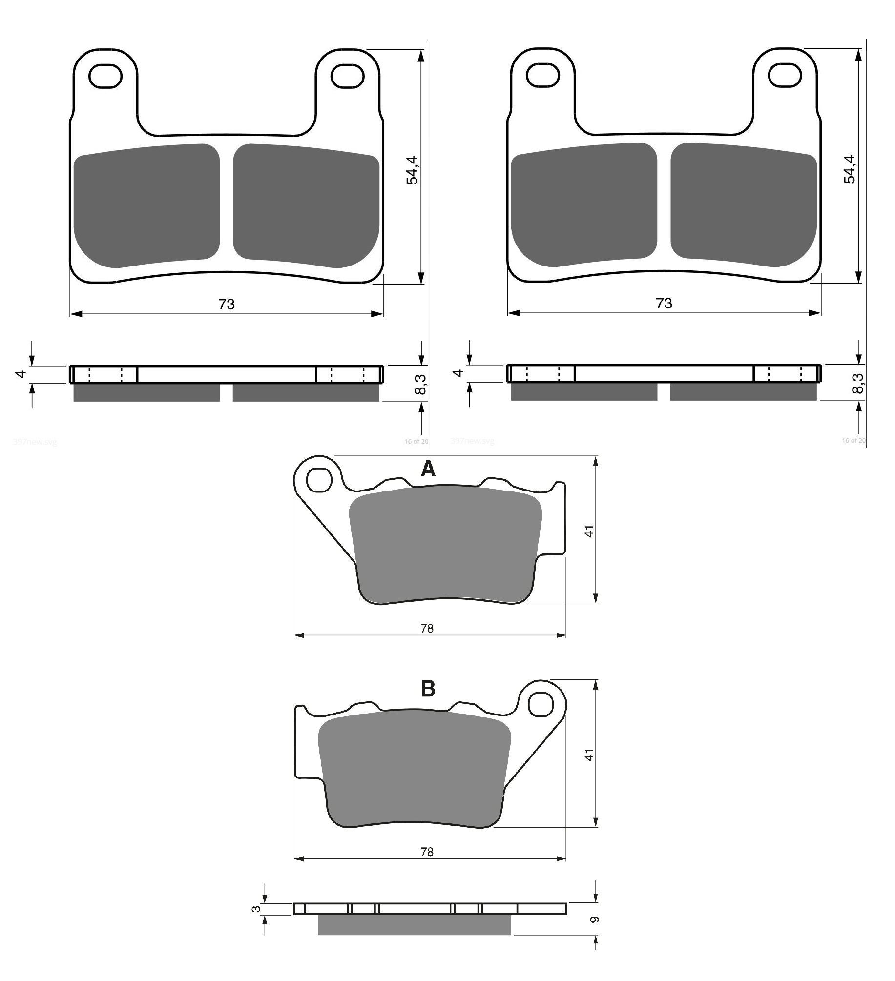 3 Kit plaquettes frein Raven RAV-104-030 Bmw S 1000 RR Sport Av G, Av D et Artitle=Forme et couleur