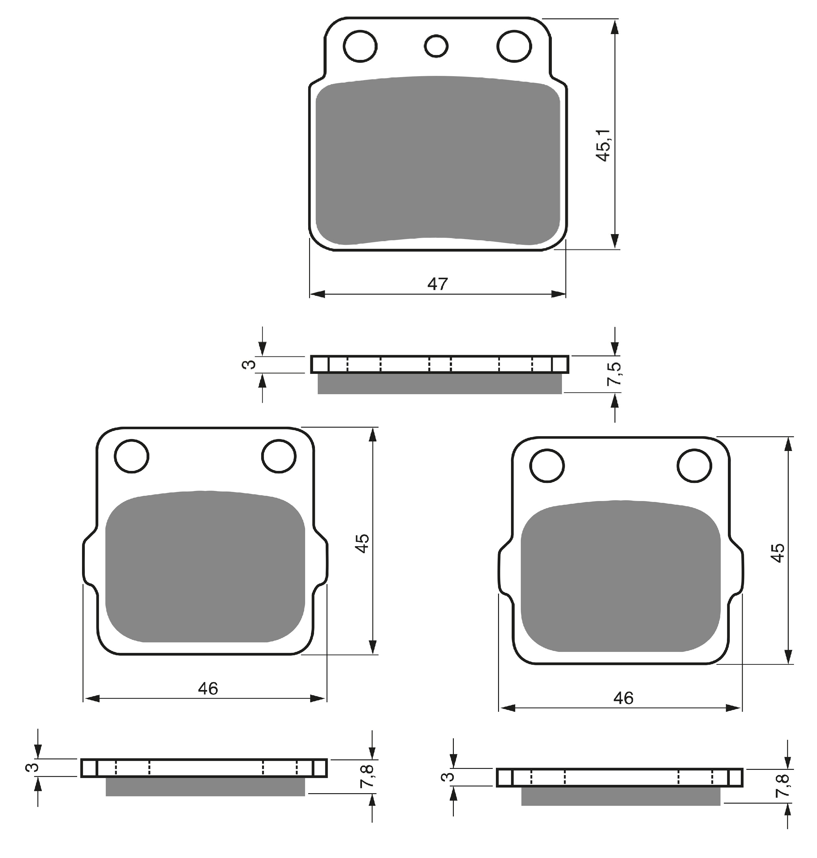 3 Kit plaquettes frein Raven RAV-104-034 Suzuki LT-Z 400 QuadSport Av G, Av D et Artitle=Forme et couleur